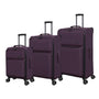 Debutant 3 Piece Softside 8 Wheel Spinner Luggage Set (Plum)