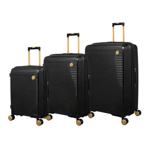 Spontaneous 3 Piece Hardside 8 Wheel Expandable Spinner Set (Black / Gold - Limited Edition)