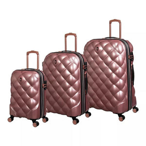 St. Tropez Trois Hardside 3pc 8 Wheel Expandable Spinner Set (Metallic Rose Gold)