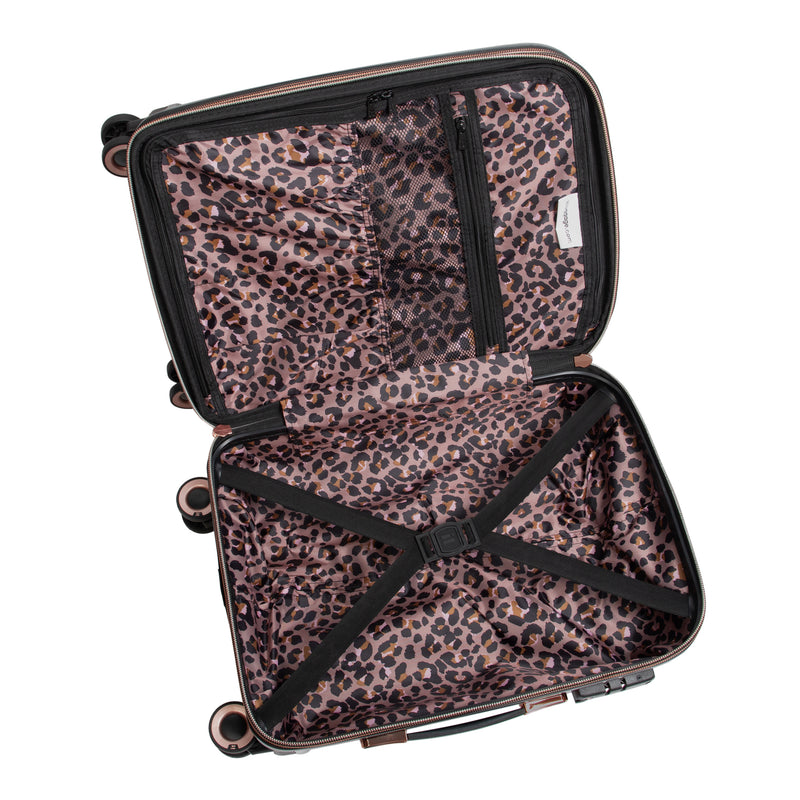 Glitzy 3 Piece Hardside 8 Wheel Expandable Spinner Set (Black)