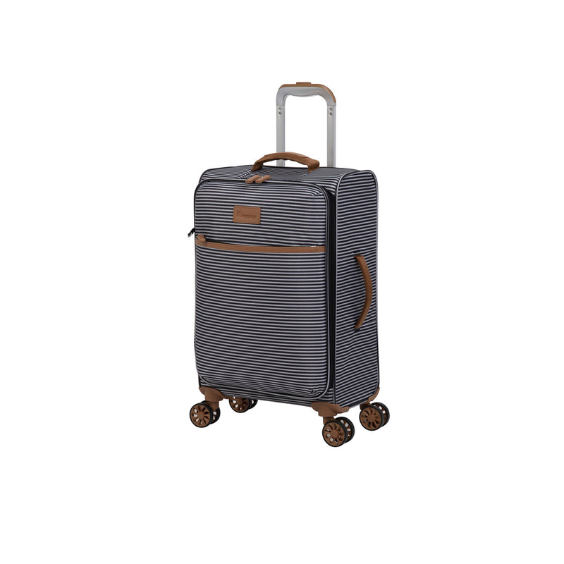 Beach Stripes 22" Softside Carry-On 8 Wheel Spinner (Black / Gray)