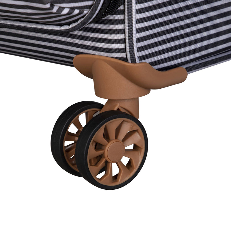 Beach Stripes 3 Piece Softside 8 Wheel Spinner Set (Black / Gray)