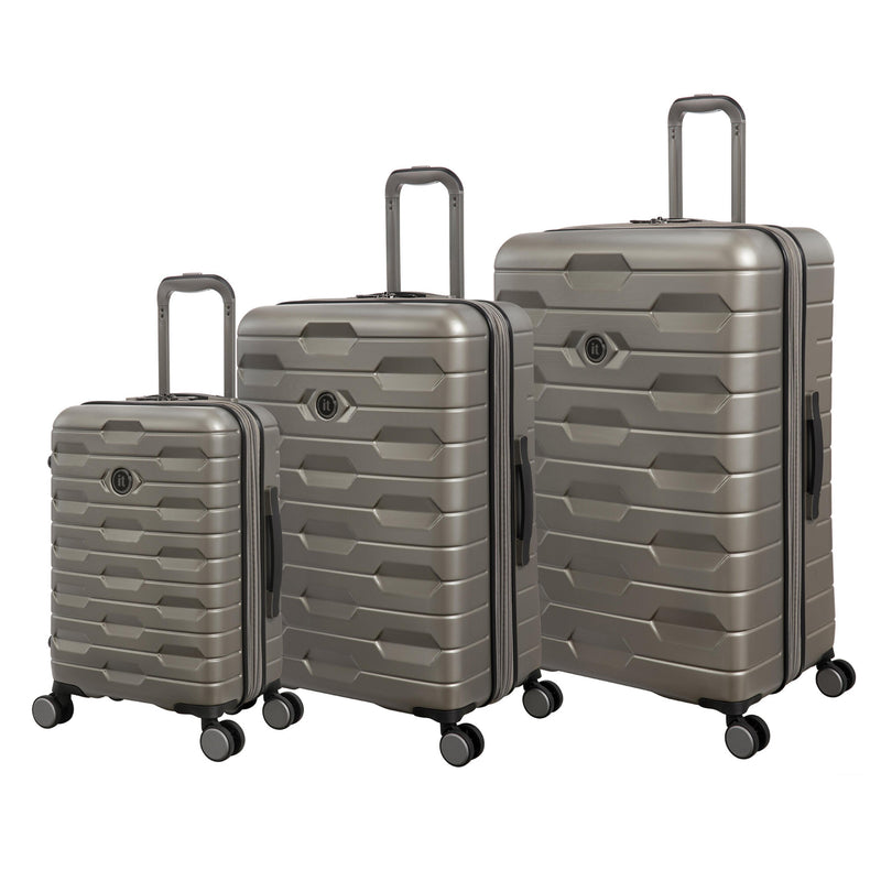 Erudite 3 Piece Hardside 8 Wheel Expandable Spinner Set (Grey)