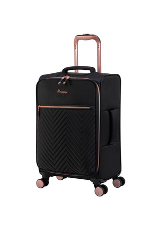 Bewitching 3 Piece Softside 8 Wheel Spinner Luggage Set (Black)