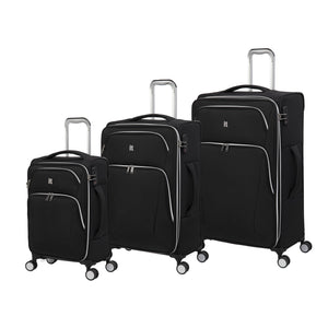 Expectant 3 Piece Softside 8 Wheel Expandable Spinner Set (Black)