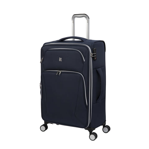 Expectant 28" Softside Checked 8 Wheel Expandable Spinner (Dress Blues)