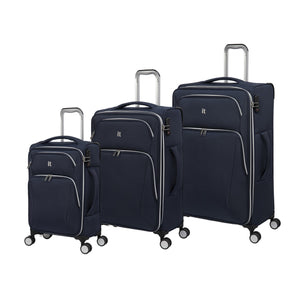 Expectant 3 Piece Softside 8 Wheel Expandable Spinner Set (Dress Blues)