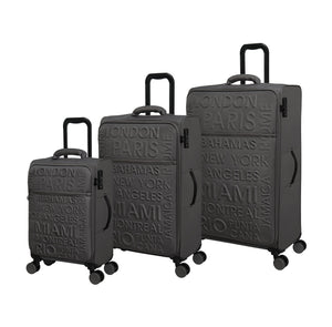 Citywide 3 Piece Softside 8 Wheel Spinner Set (Charcoal)