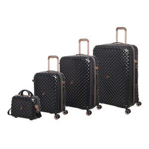 Glitzy 4 Piece Hardside 8 Wheel Expandable Spinner Set (Black)