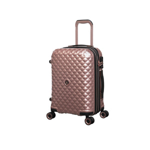 Glitzy 21" Hardside Carry-On 8 Wheel Expandable Spinner (Metallic Rose Gold)
