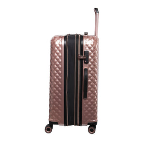 Glitzy 4 Piece Hardside 8 Wheel Expandable Spinner Set (Metallic Rose Gold)