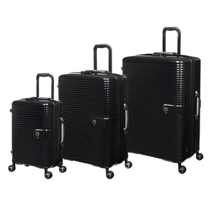 Helixian 3 Piece Hardside 8 Wheel Expandable Spinner Set (Black)