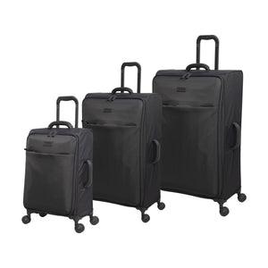 Lustrous 3 Piece Softside 8 Wheel Spinner Set Charcoal)
