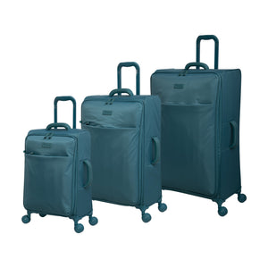 Lustrous 3 Piece Softside 8 Wheel Spinner Set (Harbour Blue)